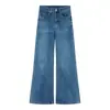 Jeans Acampanados Lavados Estilo Retro Americano Pantalones Casuales para Mujer Verano Cintura Alta Ligeramente Acampanados Largo Hasta el Suelo Pantalones de Pierna Ancha Pantalones Largos