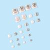 Ventas Directas de Fábrica Verano Cortos Estilo Francés Uñas Portátiles Borde Blanco Pedrería Brillante Parches para Uñas de los Pies Parches de Manicura Removibles