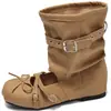 Primer Encuentro con Sandalias de Estilo Dulce y Fresco con Hebilla de Moño para Mujer, Nuevas Sandalias Planas Cómodas de Verano 2026 para Combinar con Faldas