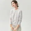 Conjunto de cárdigan de punto Campari para mujer, con suéter de cuello redondo y chaleco, hecho de 25% seda de morera y 75% cachemira