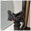 Bolso Pequeño Cuadrado Portátil con Lentejuelas de Texto Debajo del Brazo para Mujer 2024 Nuevo Bolso de Hombro con Cadena de Moda Bolso Cruzado Casual