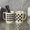 Tablero de Ajedrez Celebridad de Internet Taza para Enjuague Bucal Taza Gruesa para Enjuague Bucal Doméstica Taza Cepillo para Pareja Taza Geométrica para Cepillo de Dientes