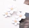 Nuevos Pendientes Pendientes de Sentido de Alta Gama Pendientes Estilo Europeo y Americano Distintivos Modernos Multicolor Doble Capa Pendientes de Flores Pendientes Simples para Mujer