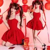 Estudio Fotográfico Nuevo Tema de Año Nuevo Traje Rojo Atmósfera Chica Dulce Interior Foto Fotografía Arte Foto Ropa