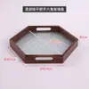 Bandeja para Juego de Té de Madera Maciza y Vidrio Moderna Simple Placa de Vidrio de Begonia Plato Retro Japonés para Bocadillos y Café