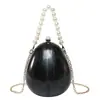 Bolsa de Pulso Fashion Nova Estilo Elegante com Pérolas, Bolsa Oval, Bolsa Transversal de Ombro, Bolsa de Festa de Casamento para Noite