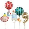 Globos de Cumpleaños con Rayas de Circo, Bola, Osito Blanco y Números para Niños y Niñas, Decoración de Escena de Cumpleaños de Bebé