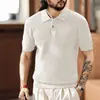 Nova Camisa Polo Masculina Italiana Estilo Old Money Manga Curta com Lapela, Camisa de Tricô Americana Tendência Outono Masculina Simples Retrô