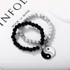 Pulsera de Piedras Naturales con Cuentas Yin-Yang Tai Chi Bagua, Best-Seller Transfronterizo Europeo y Americano, Estilo Personalizado y Sencillo, Joyería Versátil para Parejas