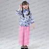 Traje de actuación de niña de aldea para niños Recolección de té Danza Yangge Hermana agricultora Traje de Aqing Niña pequeña Étnico