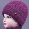 Nuevos Sombreros de Invierno para Mujeres de Mediana Edad y Mayores, Sombrero de Lana Cálido con Felpa para Abuela Señora Mayor, Sombrero de Punto Anti-Frío para Mamá