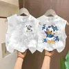 Camiseta sin mangas teñida anudada 100% algodón para niños y niñas 2026 Verano Chaleco Fresco y Elegante para Niños Mayores, Top Versátil a la Moda