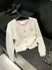 Casaco suéter bordado de outono estilo coreano para mulheres, outono e inverno, cardigã de tricô solto e casual para mulheres baixinhas, cardigã de pelo de coelho