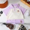 Conjunto de Polo de Manga Corta para Niños 2024 Nuevo Patrón de Gofre Niños y Niñas Estilo Coreano Casual Ropa Infantil al por Mayor para Niños Pequeños