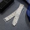 Pulsera de plata con flor de coche de arroz de doble fila versión plana ancha pulsera de flor de coche de jefe pulsera cuadrada dominante de personalidad pulsera