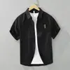 8876 Camisa de Manga Corta Bordada Estilo Japonés Moda Hombre Versátil Casual Artística Holgada Top Ropa de Hombre Venta al por Mayor