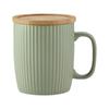 Taza de Cerámica con Esmalte de Color Patrón Vertical Fresca y Simple Taza para Desayuno con Tapa Taza para Café de Oficina Vaso para Agua