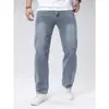 Calça Jeans Masculina, Elástica e Confortável, Calça Jeans de Corte Reto na Cor Azul Marinho, Calça Masculina Simples e Emagrecedora, Adequada para Todas as Estações