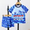 Roupa de Banho Infantil Roupa de Banho Dividida para Meninos 2025 Nova Desenho de Coqueiro Secagem Rápida Proteção Solar Manga Curta Roupa de Banho para Meninos