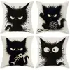 Funda de Almohada Minimalista Gato Blanco y Negro Más Vendida Transfronteriza para Decoración de Sofá del Hogar, Cojín de Coche y Oficina