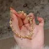 Pulsera de Flor de Iris Incrustada con Diamantes Estilo Francés, Versátil y de Alta Gama, Pulsera de Cuentas Redondas Ojo de Gato, Joyería de Moda Exquisita de Nicho