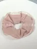 Elástico de Cabelo Scrunchie Listrado com Renda Estilo Coreano para Mulheres, Acessório de Cabelo Suave e Elegante, Elástico de Cabelo Scrunchie Estilo Coreano