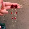Aretes de Flor de Rosa Afelpada Vintage, Diseño de Moda de Alta Gama, Aretes de Aguja de Plata para Mujer, Dulces y Elegantes, Accesorios Populares para Orejas