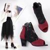 Suministro Transfronterizo Amazon Ebay Talla Grande Malla de Baile Tacones Gruesos Tacones Altos Encaje Boca de Pez Zapatos de Mujer