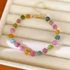 Collar de Cuentas Redondas de Piedra Colorida, Cadena para Clavícula de Lujo Ligero de Nicho de Gama Alta, Estilo Étnico, Conjunto de Joyería Artístico y Versátil