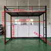 Cama loft que ahorra espacio para apartamento pequeño de una persona con espacio libre debajo de la cama, Cama de hierro en dormitorio de personal, Cama loft de alquiler, Leidezu