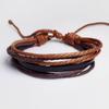 Pulseira simples original tecida à mão pulseira de couro com miçangas tecida à mão pulseira de couro da moda com enrolamento multicamadas