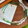 Collar de ópalo artificial de cristal blanco natural con calcedonia verde natural y diseño original, accesorios de cadena para clavícula.