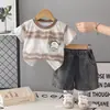 Conjunto Infantil Ropa de Verano para Niños 2026 Nuevo Elegante Fresco Niño Verano Manga Corta Shorts de Mezclilla Ropa Infantil