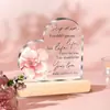 Decoração de Mesa Dia dos Namorados Amor com Base de Madeira Acrílico Transparente Dia dos Pais Ornamentos