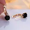 Pendientes Redondos Negros de Circonita Románticos Transfronterizos Europeos y Americanos para Mujer, Tendencia, Moda y Pendientes de Lujo Ligero Fabricante Mayorista