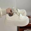 Zapatos Blancos Gruesos de Suela Gruesa Versátiles de Punta Redonda de Gama Alta para Mujer 2024 Nuevos Zapatos Deportivos Ligeros Retro para Estudiantes