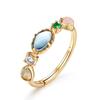 Anillo de Piedra de Deseo Arcoíris Estilo Japonés y Coreano Lujo Ligero para Mujer Plata s925 Chapado en Oro Lavolita Natural Viento Mori Anillo de Circón de Color para Mujer