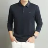 Nueva camisa polo jacquard de otoño con solapa y manga larga para hombre 2026, camiseta casual transpirable para hombre estilo old money