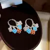 Brincos de franja com contas de zircônia azul vintage, estilo retrô francês, luxo leve e sensação de alta qualidade