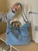 Yuezhi 2026 outono inicial nova moda versátil retrô grande capacidade bolsa tote de brim lavado bolsa transversal para o dia a dia