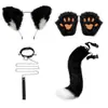 Diadema con Orejas de Gato para Cosplay Joyería de Cola de Gato Hecha a Mano Lindo Accesorios para el Cabello de Chica Gato Orejas de Animal Set de Accesorios de Cola de Animal