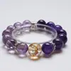 Pulsera de Cristal Natural Oscuro Uruguayo Flor de Cerezo Fantasía Sonido y Luz para Mujer, Pulsera Versátil de Lámina de Oro Koi al por Mayor