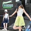 Conjunto Infantil Verão 2025 Novo Conjunto de Verão Infantil Estilo Ocidental Regata Sem Mangas Shorts Esportivos Casuais Conjunto de Duas Peças