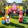 Fornecimento exclusivo transfronteiriço de arcos infláveis com tema de Natal, com elementos ricos, designs de desenhos animados e adereços para recepção de quintal e arranjos para fotos