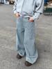 Pantalones vaqueros de estilo americano con diseño de rayas retro y perfil de machete para hombre, pantalones largos holgados de pierna ancha para la calle.