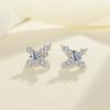 Pendientes de plata de ley S925 con cruz de moissanita y diamantes de colores, diseño de nicho simple a la moda, joyería para las orejas que combina con todo.