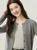 Cardigan de Tricô de Caxemira Novo Outono 2026 para Mulheres, Peça de Roupa de Manga Longa, Suéter de Tricô, Cor Sólida, Jaqueta Externa Fina