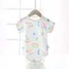 Body de Manga Curta para Bebê, Algodão Fino Respirável para Casa, 1 Roupa de Verão para Bebê e Crianças, Roupas Infantis de Desenho Animado, Categoria a