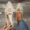 Zapatos Planos Elegantes de Punta Fina Talla Grande para Mujer 2025 Moda Tejido Fly-Knit Slip-On Lazo Casual Transpirables Zapatos con Combinación de Colores