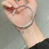 Pulsera Xinxiangyun Paz y Alegría Cobre Blanco Plateado Pulsera Push-pull para Mujer Nuevo Chinoiserie Pulsera Sólida Mismo Estilo Douyin